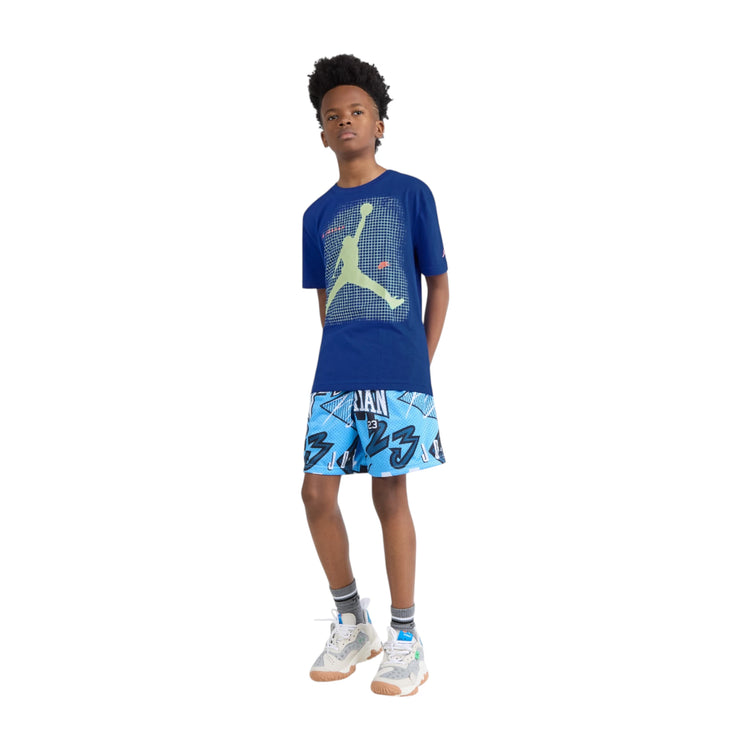 Maglietta Jordan Jumpman Grid Blur T-Shirt per bambini, tessuto comodo con logo Jumpman e design grafico sfumato.