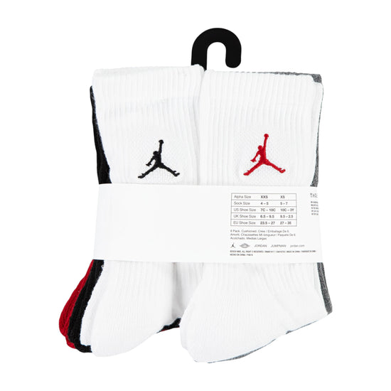 Calze da basket Jordan Essential 6 pack per bambini, morbide e comode, con dettagli sportivi e logo Jordan visibile nell&