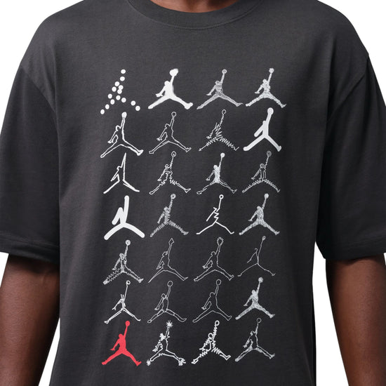 Jordan Jumpman Tee nero rosso – dettaglio grafica griglia Jumpman mix trattamenti
