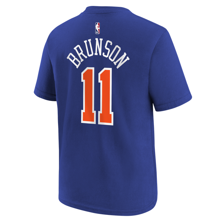 NBA Kids Tee Brunson Knicks – logo NBA Nike cotone blu arancione Name Number