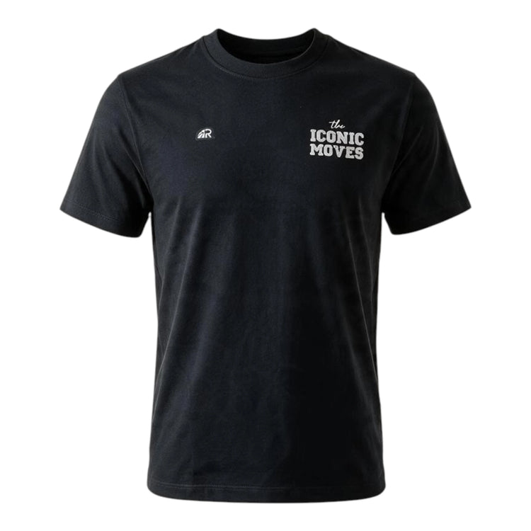 T-Shirt Nera Iconic Moves - Rook Basketball - TripleBasket - vista fronte grafica