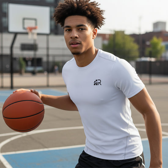 Maglietta tecnica a manica corta Rookie Tech Underwear di Rookie Basketball, intimo tecnico bianco per compressione muscolare.