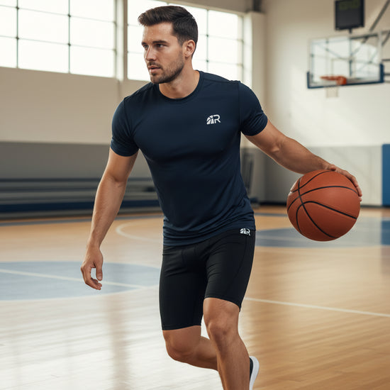 Shorts tecnici Rookie Basketball, intimo per scaldare i muscoli, in nero, adatti a sport e attività fisiche.