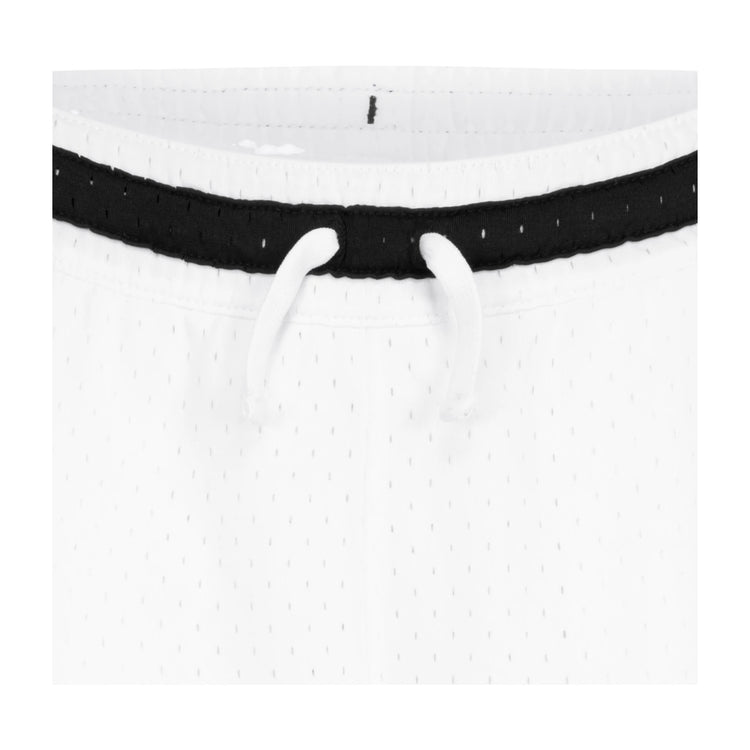 Pantaloncini da basket Jordan Diamond Kids bianchi, in tessuto Dri-FIT per bambini, con logo Jordan sul davanti.
