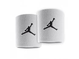 Fascia polsino Jordan Jumpman bianca in tessuto Dri-FIT, ideale per basket, con logo Jumpman.