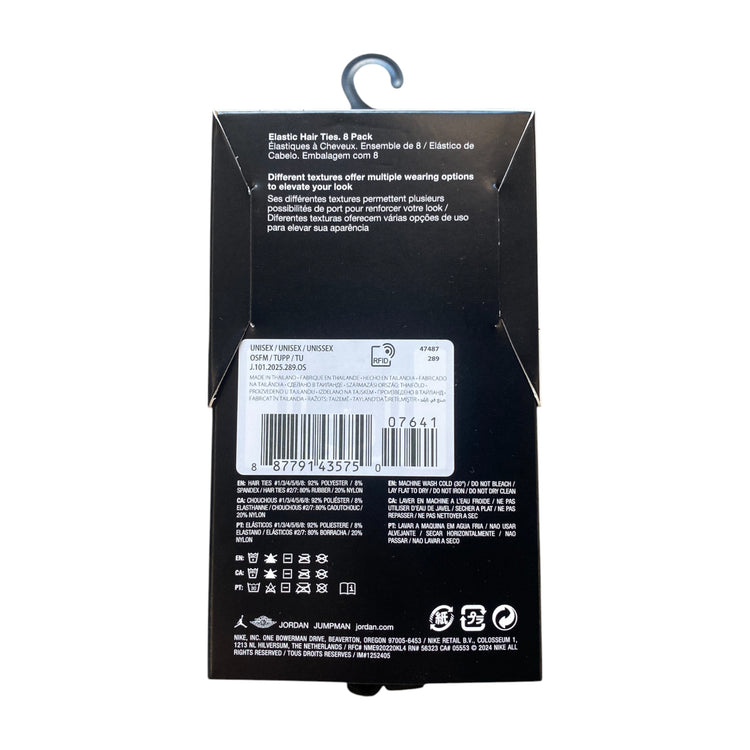 Set di 8 fasce elastiche Jordan per capelli, perfette come polsini o fascette sportive, ideali per attività sportive e workout.