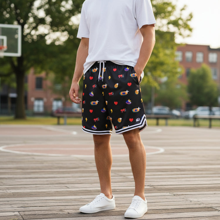 Pantaloncini da basket nero Rookie Basketball Play The Game Short, pantaloncini sportivi per basket, tessuto leggero e traspirante