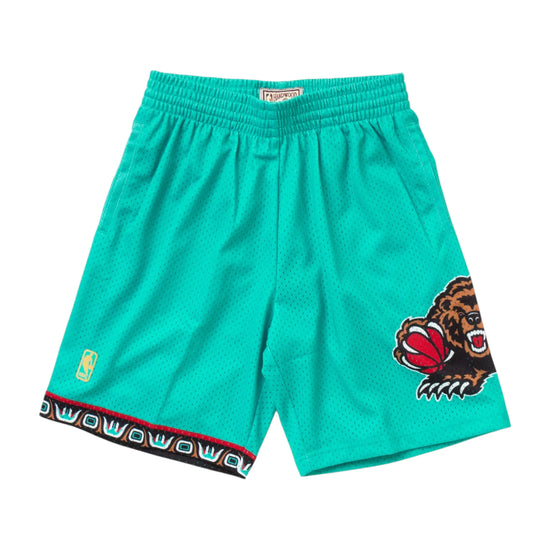 Pantaloncini NBA Grizzlies 96-97 Mitchell & Ness in colore teal, shorts sportivi con logo e dettagli vintage.