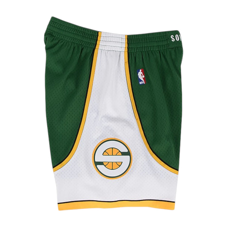 Pantaloncini NBA Mitchell & Ness Seattle SuperSonics 07-08 verdi scuri, stile sportivo con logo della squadra.