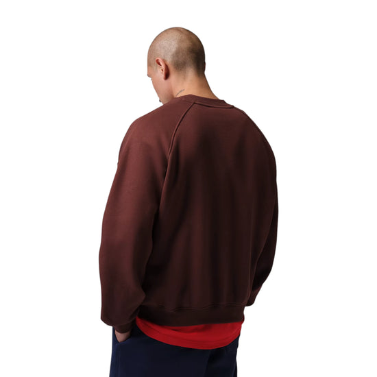 Felpa girocollo Jordan Brooklyn marrone IM8915-273 – vista posteriore e dettaglio del fit oversize