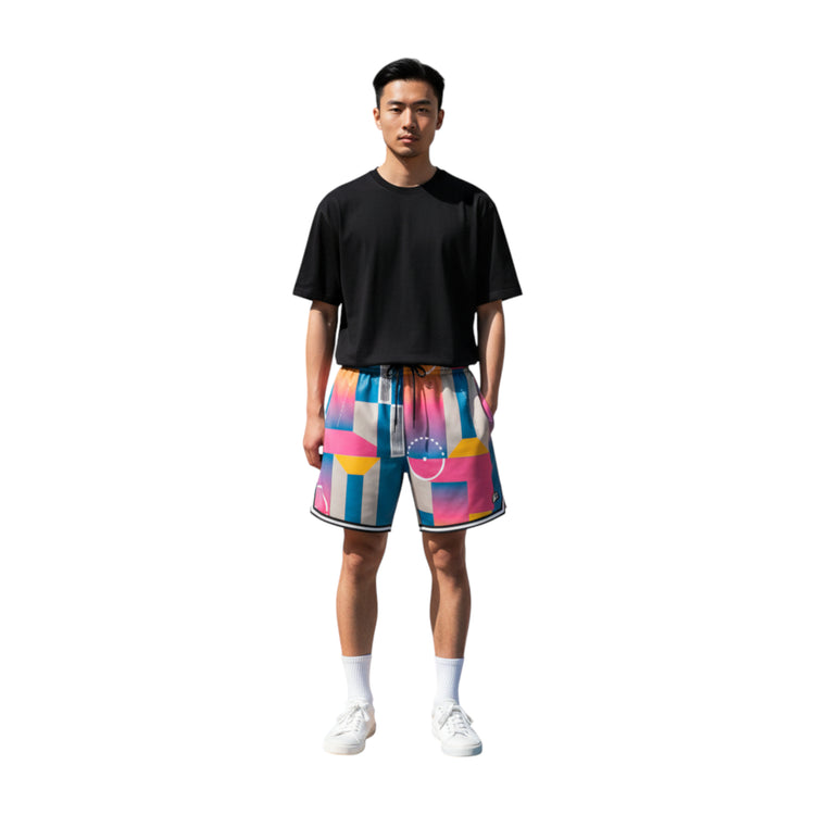 Shorts basketball Rookie Basket Pigalle Short, pantaloncini sportivi neri con logo, ideali per il basket e lo sport.