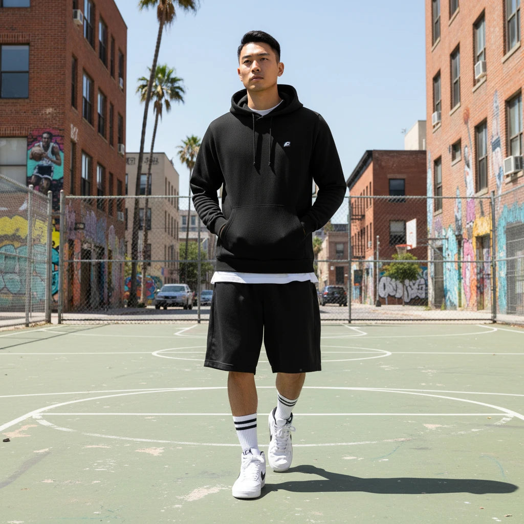 Felpa Goat 26 nera - Rook Basketball - Fronte Indossata