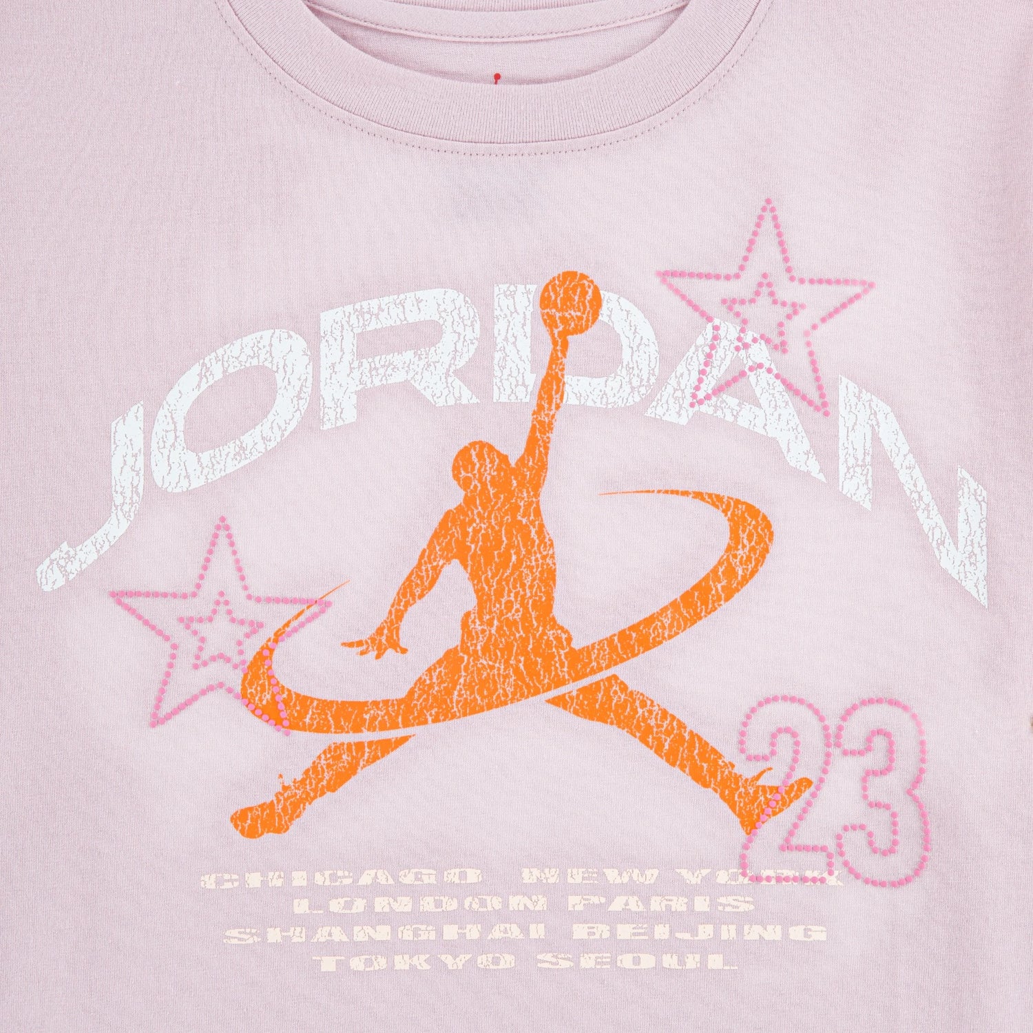 T-shirt Jordan Girls SS26 rosa per bambina da 7 a 15 anni, maglietta sportiva con logo Jordan, colore rosa brillante