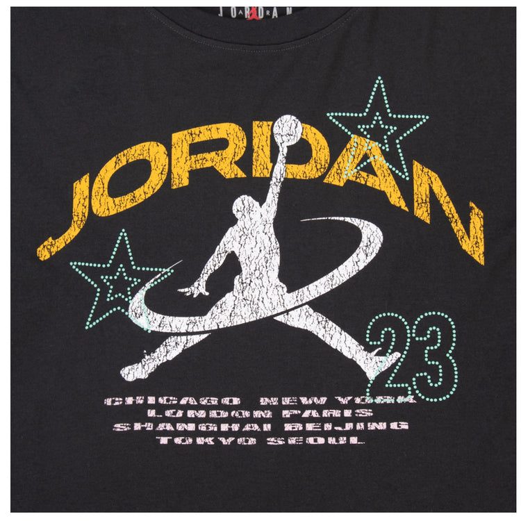 T-shirt Jordan bambina Nero e Grigio, maglietta a maniche corte per ragazze 7-15 anni, stile sportivo e comodo