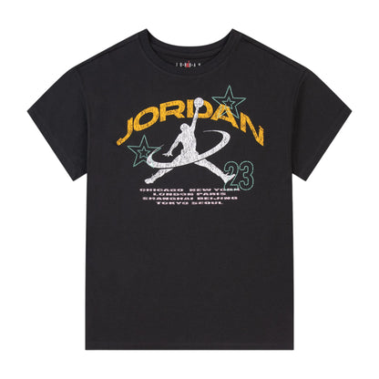 T-shirt Jordan bambina Nero e Grigio SS26, maglietta a maniche corte per ragazze 7-15 anni, stile sportivo e casual