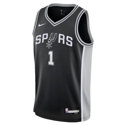 Canotta NBA ICON Spurs Wembanyama per bambini, maglia blu con logo e dettagli ufficiali, marca Outerstuff.