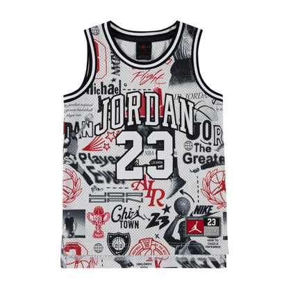 Canotta Jordan Kids AOP Jersey con stampa a motivo floreale, tessuto leggero e comodo per bambini.