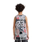 Canotta Jordan Kids AOP Jersey in cotone con stampe colorate, vista frontale con dettagli vivaci e logo Jordan visibile.