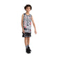 Canotta Jordan Kids AOP Jersey, maglietta senza maniche con stampa a motivi, tessuto traspirante e logo Jordan visibile.