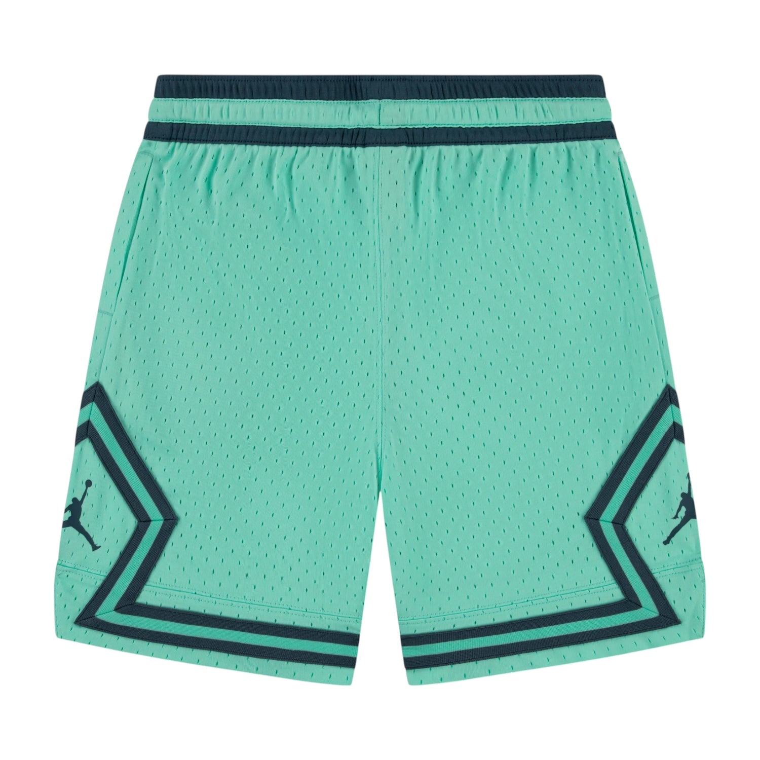 Pantaloncini basket Jordan Diamond Kids Teal, shorts per bambino con logo Jordan, tessuto comodo e design sportivo.