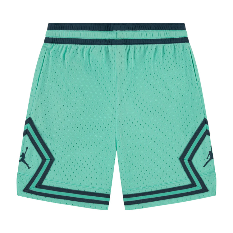 Pantaloncini basket Jordan Diamond Kids Teal, shorts per bambino con logo Jordan, tessuto comodo e design sportivo.