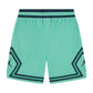 Pantaloncini basket Jordan Diamond Kids Teal, shorts per bambino con logo Jordan, tessuto comodo e design sportivo.