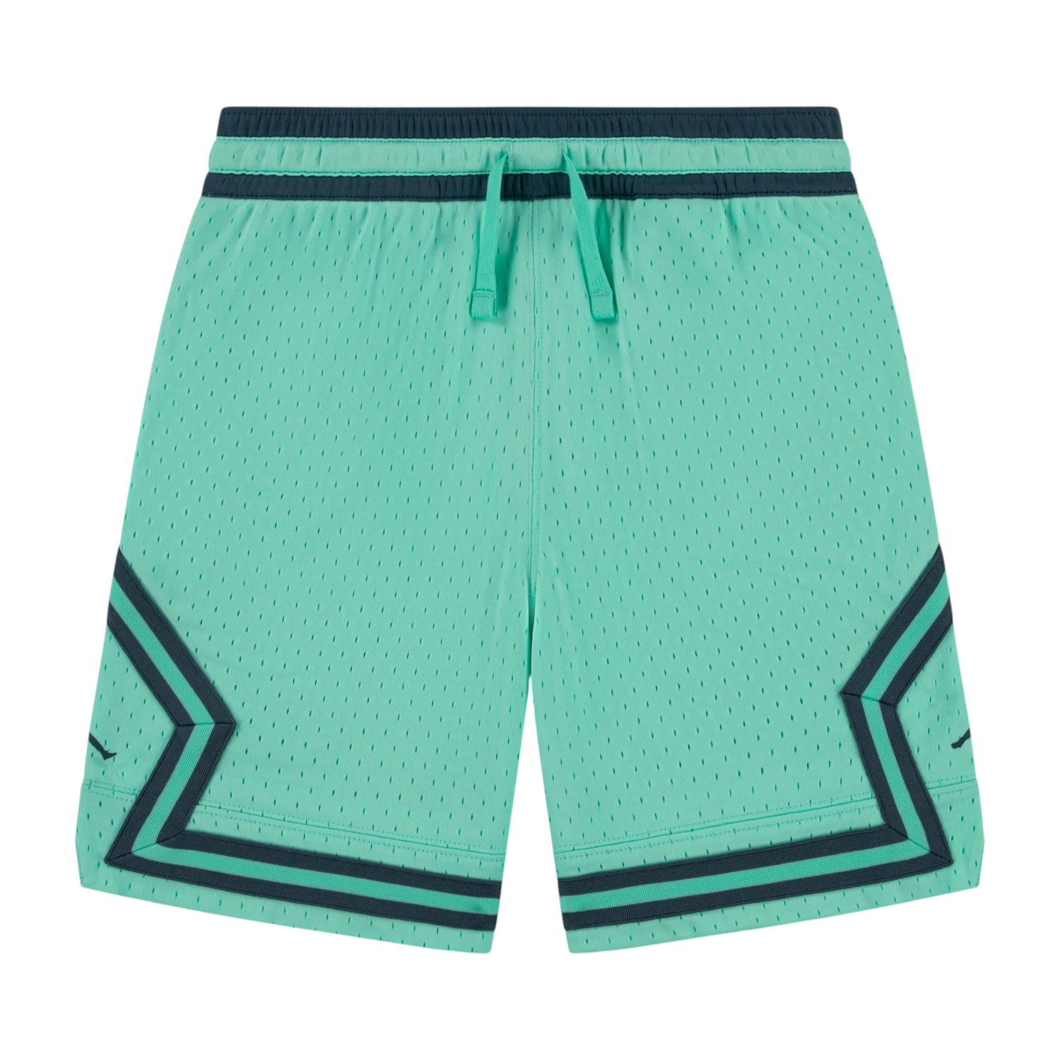 Pantaloncini basket Jordan Diamond Kids Teal per bambini, tessuto sportivo con logo Jordan, colore verde acqua.