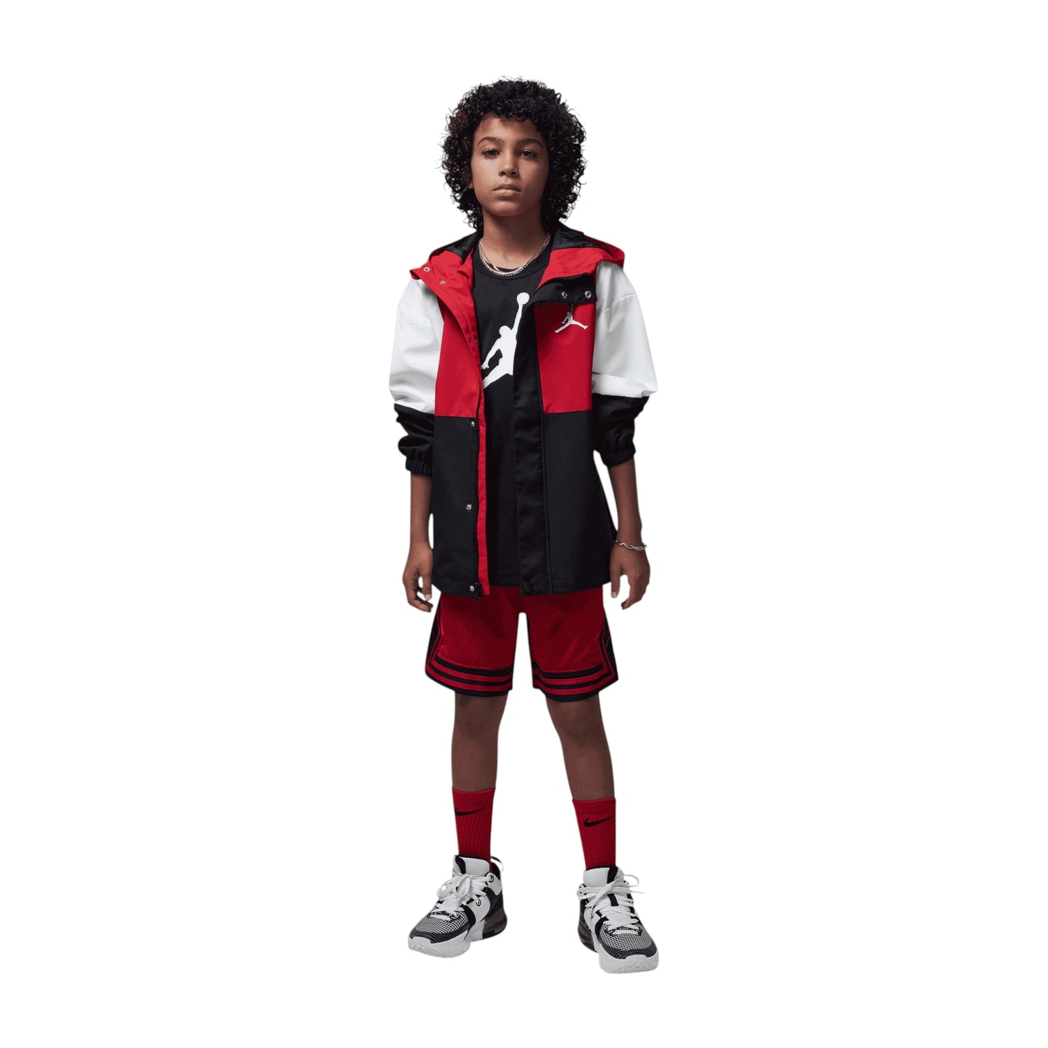 Shorts da basket Jordan Diamond Kids Rosso, pantaloncino sportivo per bambini con logo Jordan, colore rosso vivace.