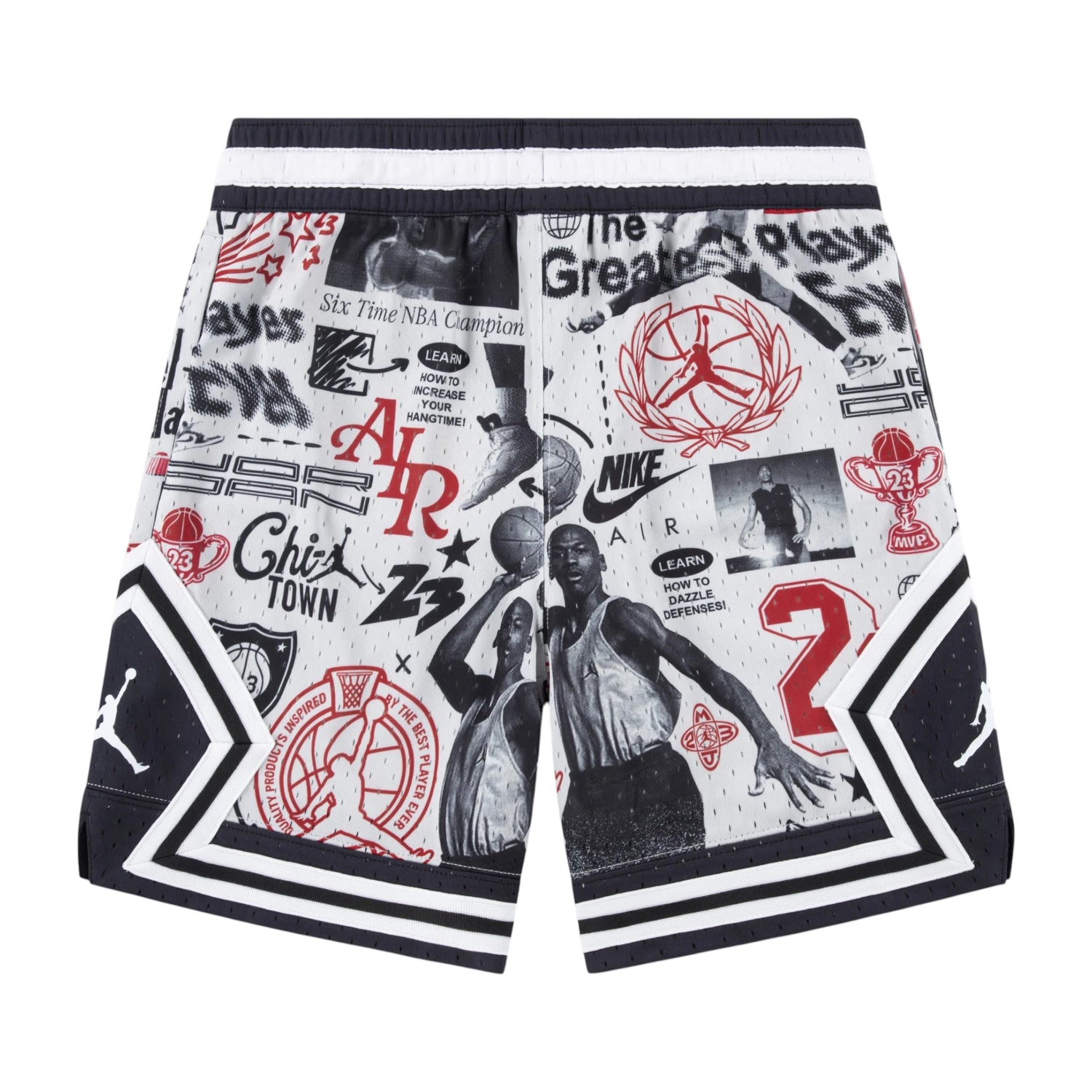 Pantaloncini da basket Jordan Diamond Kids AOP, shorts per bambini con motivo a pois e logo Jordan, tessuto leggero e comodo