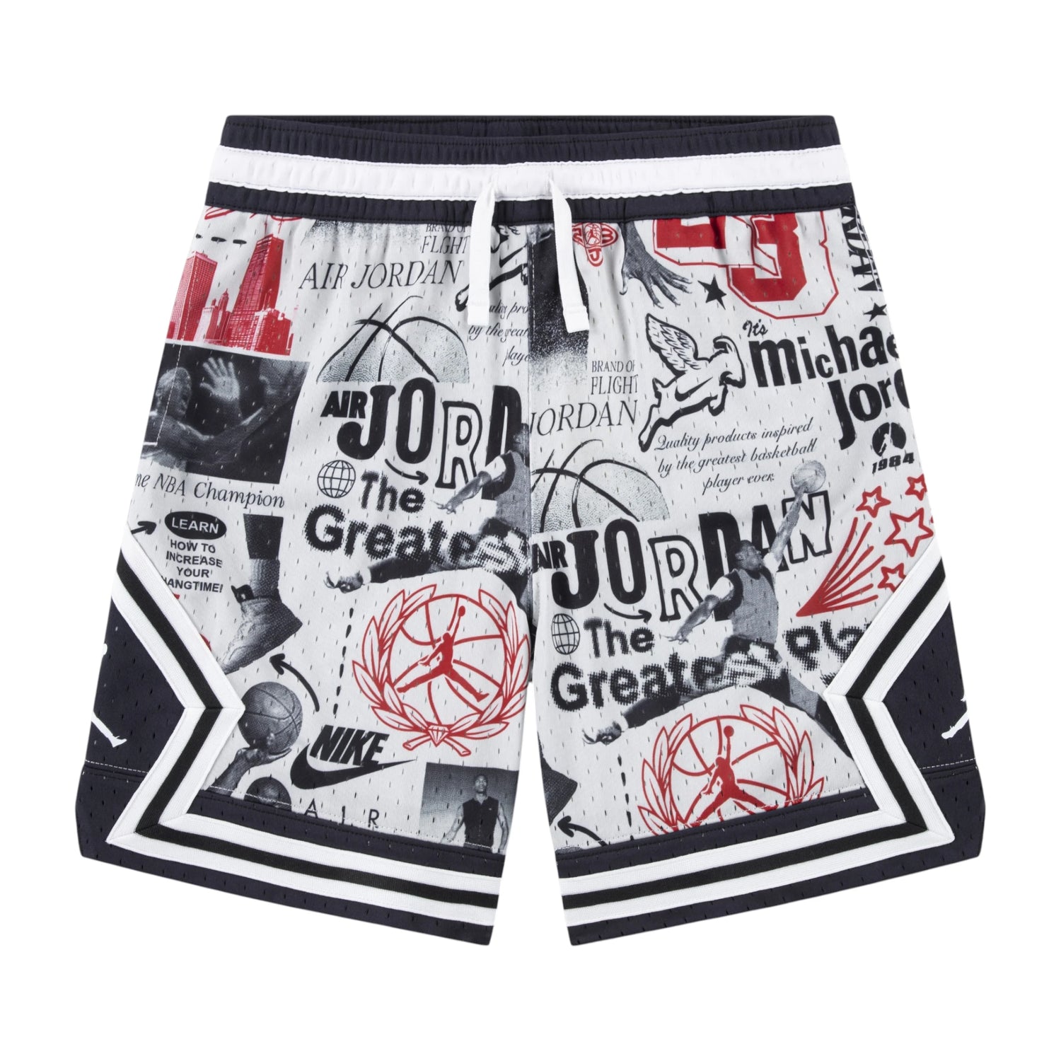 Shorts da basket Jordan Diamond Kids AOP per bambini, pantaloncino sportivo con stampa a motivo a diamante.