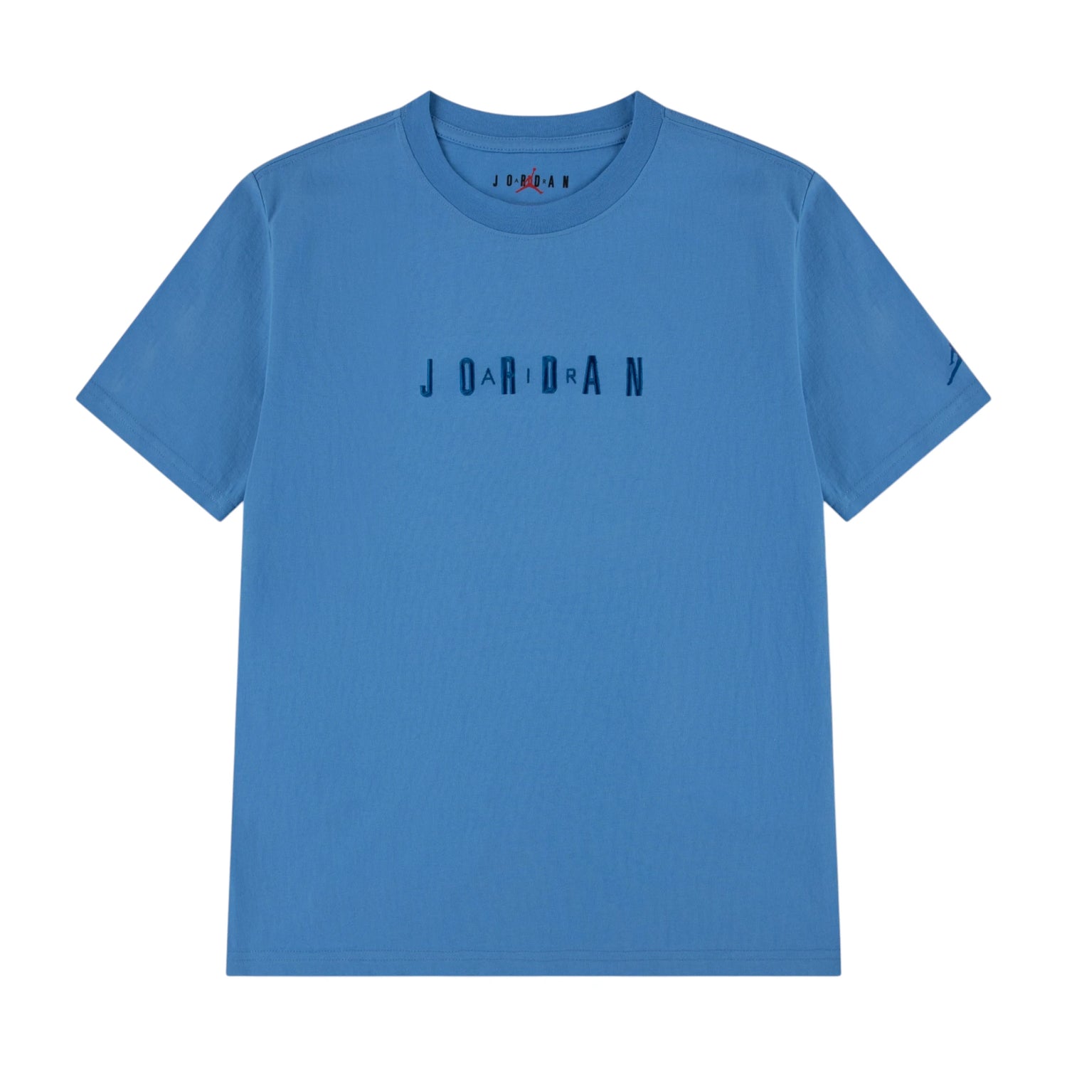 T-Shirt Jordan Wordmark EMB Crew Kids 95D634-UAV – vista frontale wordmark ricamato