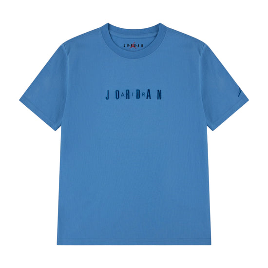 T-Shirt Jordan Wordmark EMB Crew Kids 95D634-UAV – vista frontale wordmark ricamato