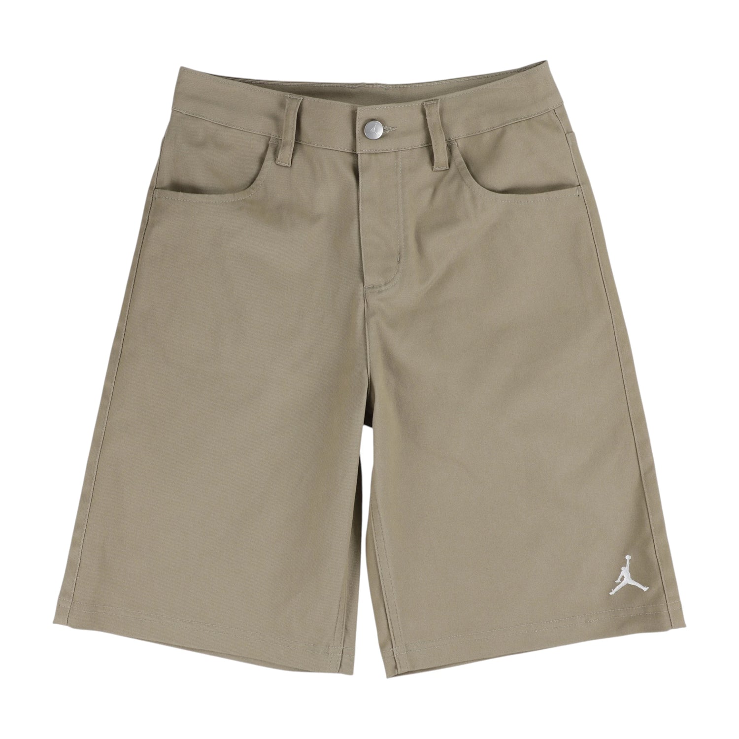 Shorts Jordan Kids "We Outside" Skate in khaki, pantaloncini casual con logo Jordan, tessuto comodo e stile atletico.