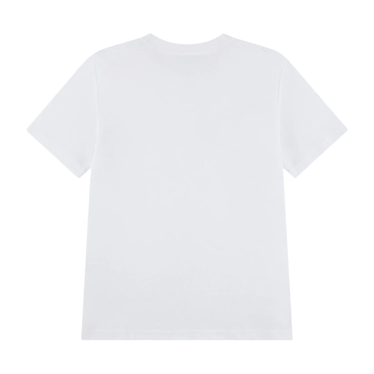T-shirt per bambini Jordan Brooklyn Varsity Tee, maglietta sportiva con logo Jordan, in cotone bianco e blu.