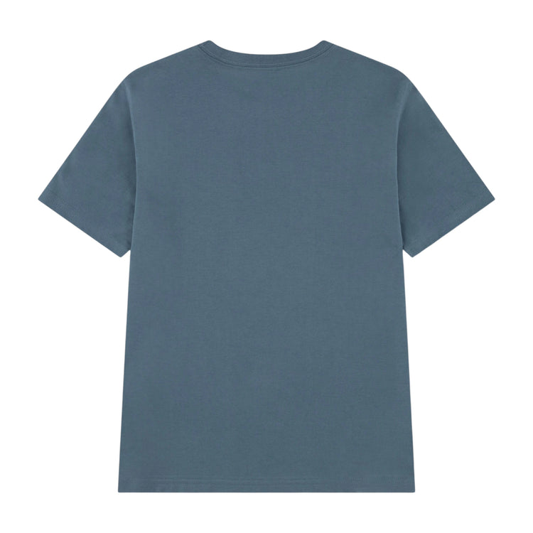Maglietta Jordan Brooklyn Varsity Tee per bambini, t-shirt sportiva con logo Jordan, in cotone blu e bianco.