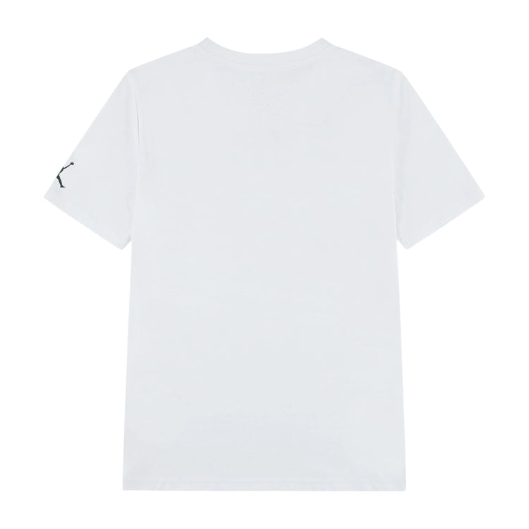 Maglietta Jordan Kids Tie-Dye Bianca, t-shirt Jumpman per bambini con stampa tie-dye bianca e logo Jordan visibile.