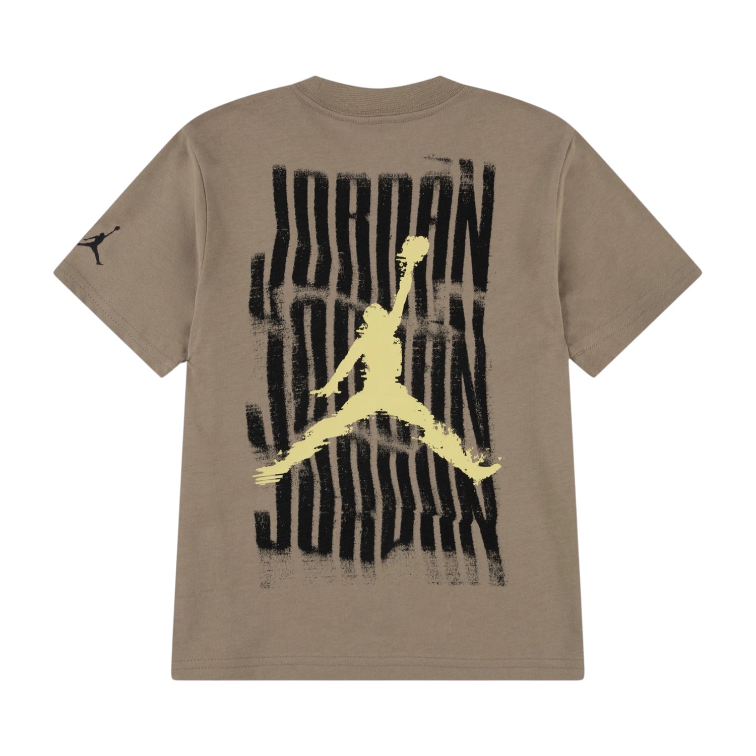 Maglietta Jordan Kids Distressed JDB, T-Shirt bambino color khaki con dettagli usurati e logo Jordan sul davanti.