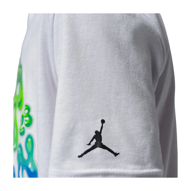 Maglietta Jordan Kids Super Splash Bubble, T-shirt per bambini con motivo colorato e logo Jordan in tessuto morbido.