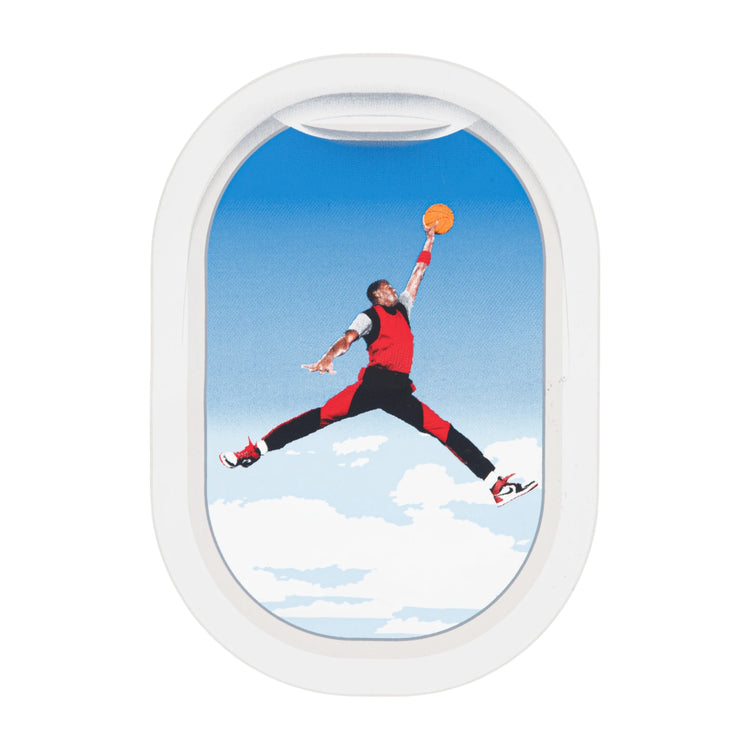 T-shirt bambino Air Jordan Kids Plane Window Bianca, maglietta bianca con stampa aereo e finestra, in cotone morbido.