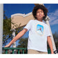 Maglietta Jordan Air Jordan Kids Plane Window Bianca, T-shirt per bambini con stampa di aereo e finestra sullo sfondo.