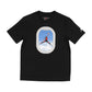 Maglietta Jordan Kids Plane Window nera, T-shirt bambino con stampa di aeroplano e finestra, logo Jordan visibile.