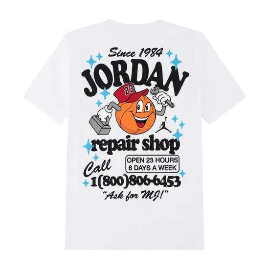 Jordan Kids MJ Repair Shop bianca – dettaglio grafica jersey knit spalle scese