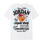 Jordan Kids MJ Repair Shop bianca – dettaglio grafica jersey knit spalle scese
