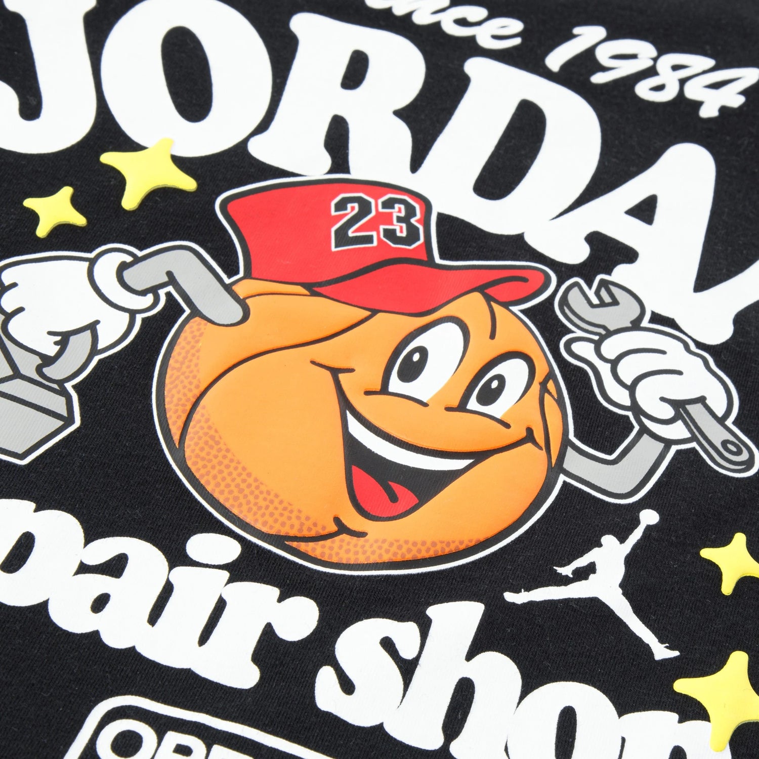 T-shirt Jordan bambino nera Repair Shop – girocollo tagless fit rilassato