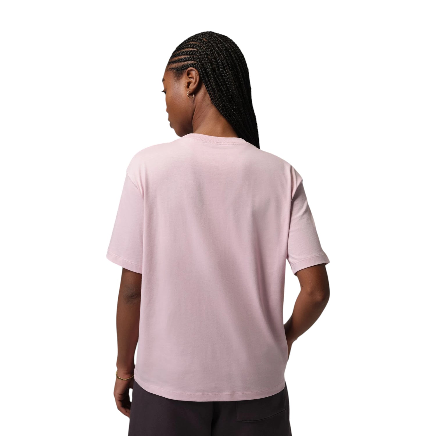 T-Shirt Jordan Essential da donna rosa con logo Jordan sul cuore. Jordan women