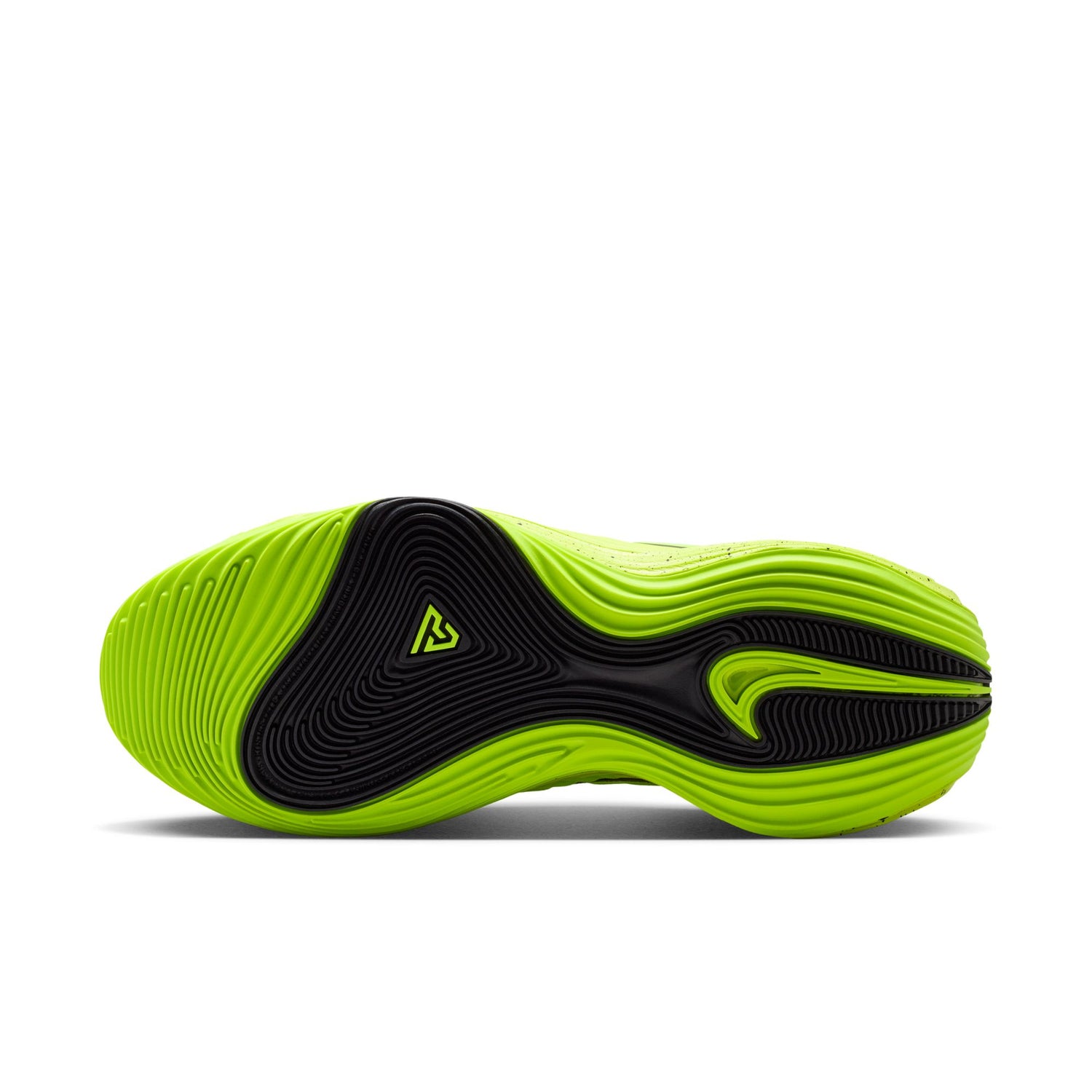 Scarpe da basket Nike Giannis Immortality 5 Barely Volt, nere e verdi, con suola sportiva e design dinamico.