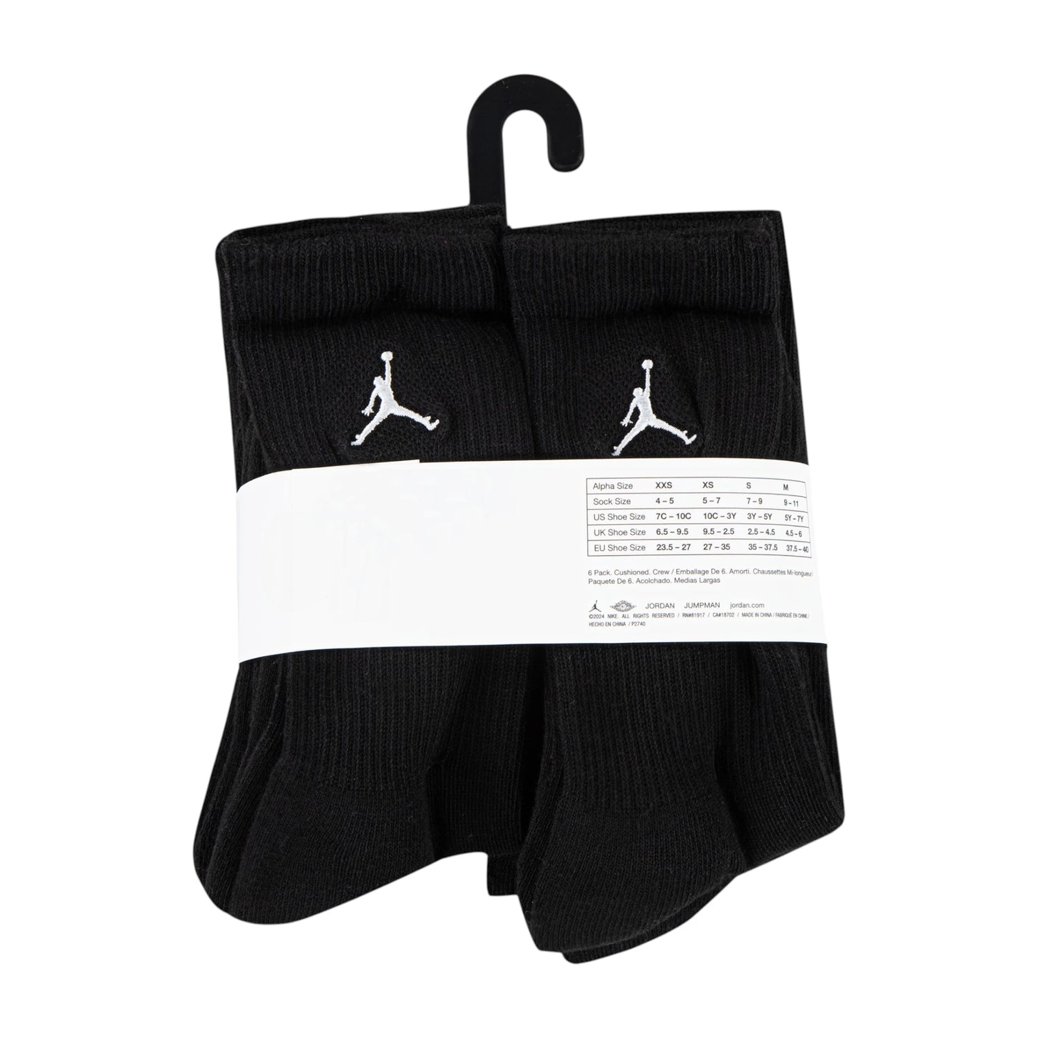 Calze da basket Jordan Essential 6 pack per bambini, morbide e comode, visibili in diversi colori.