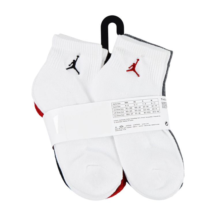 Calze da basket Jordan anklet per bambini, confezione da 6 paia, morbide e comode, con logo Jordan visibile.