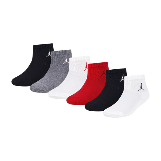 Calze da basket Jordan ankle in 6 pack per bambini, morbide e resistenti, con logo Jordan visibile.