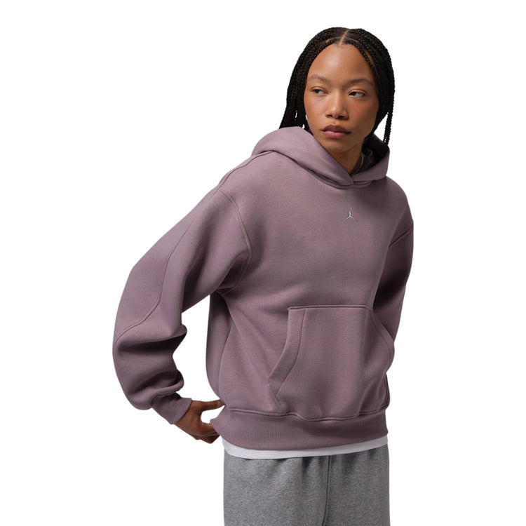 Felpa Jordan Brooklyn Donna Pullover Hoodie Purple Smoke IM7285-524 – vista frontale viola fumé fleece tasca marsupio